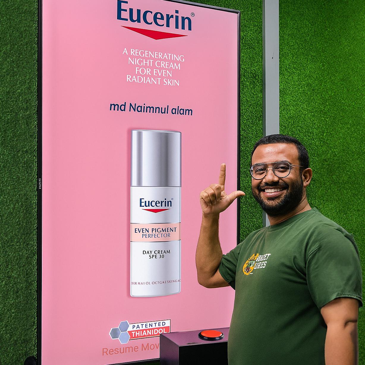 Guests playing Freeze the Frame interactive game at a corporate event in Dubai, focusing on screen visuals and pressing the button to stop the image at the perfect moment.